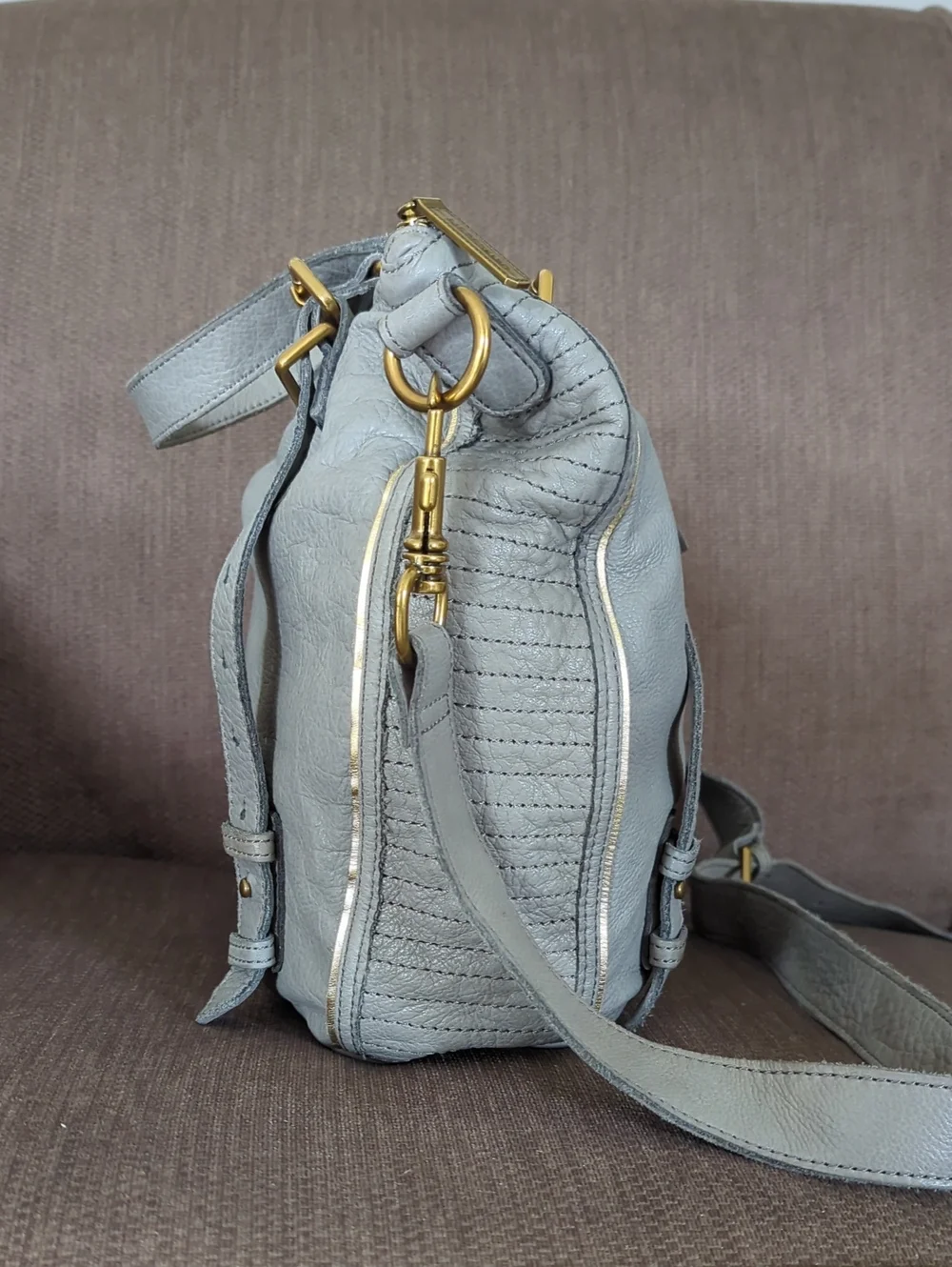 Liebeskin Berlin Gray Leather Elena Satchel Bag